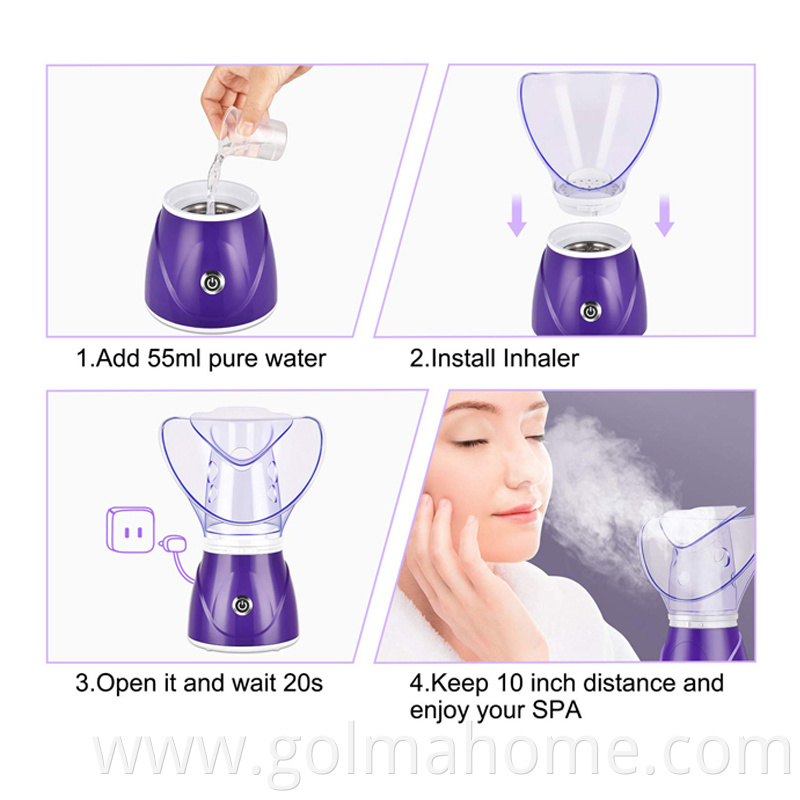 Facial Steamer Professional Steam Inhaler Facial Sauna Spa for Face Moisturizer-Sinus Pores with Timer Diffuser Skin Care
